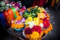 Marigold Flowers for Tihar Deepawali festival and Newari New Year in Kathmandy Royalty Free Stock Photo