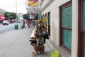 Tijuana Baja California Norte Mexico August/05/2016 indigenous mexican man dancing with aztec warrior costume Royalty Free Stock Photo