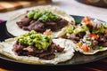 Tijuana grilled beef tacos, Mexican carne asada tacos