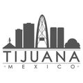 Tijuana Mexico America Silhouette Icon Vector Art Flat Shadow Design Skyline City Silhouette Template Logo Royalty Free Stock Photo