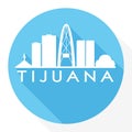 Tijuana Mexico Flat Icon Skyline Silhouette Design City Vector Art Round Logo.