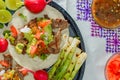 Tijuana tacos, carne asada with copy space Royalty Free Stock Photo