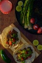 Tijuana tacos, grilled carne asada with copy space Royalty Free Stock Photo