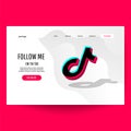 Tik Tok icon. Social media network icon on web screen site on pink background.