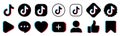 Tik tok social media button icon, instant messenger logo of Tik tok with function buttons Royalty Free Stock Photo