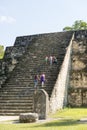 Tourists At Mayan Pyramid In Tikal