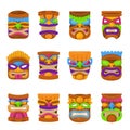 Tiki hawaii mask icon set on white background