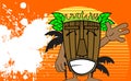 Tiki hawaiian mask cartoon background 4