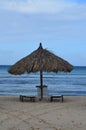 Palapas Deserted on Eagle Beach in Aruba Royalty Free Stock Photo
