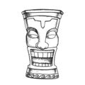 Tiki Idol Carved Wood Funny Totem Vintage Vector