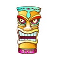 Tiki Idol Carved Wood Statue Color Vector