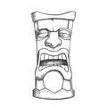 Tiki Idol Carved Wooden Crying Totem Ink Vector