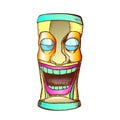 Tiki Idol Carved Wooden Crying Totem Color Vector