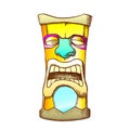 Tiki Idol Carved Wooden Crying Totem Color Vector