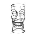 Tiki Idol Carved Wooden Crying Totem Ink Vector