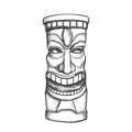 Tiki Idol Carved Wooden Laughing Totem Ink Vector