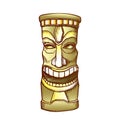 Tiki Idol Carved Wooden Laughing Totem Color Vector