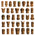 Tiki idols icon set, cartoon style