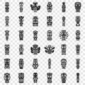 Tiki idols icon set, simple style