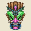 Tiki mask colorful detailed sticker