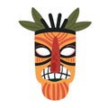 Tiki mask, colorful ethnic scary totem for traditional tribe ceremony, tribal god face Royalty Free Stock Photo