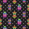 Tiki mask seamless polka dot dark pattern vector. Royalty Free Stock Photo