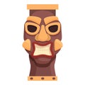 Tiki mask totem icon cartoon vector. Statue mask