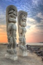 Tiki Statues at the City of Refuge Royalty Free Stock Photo