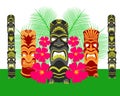 Tiki Statues Vector Illustration Set Royalty Free Stock Photo