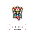 Tiki sticker or badge, Tiki icon isolated, Polynesian symbol