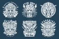 Tiki totems monochrome set emblems