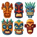 Tiki Tribal Mask, Hawaiian Design Elements, Vector Illustration