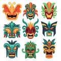 Tiki Tribal Mask, Hawaiian Design Elements, Vector Illustration