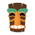 Tiki tribal wooden ancient mask isolated on white background