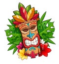 Tiki tribal wooden mask. Hawaiian traditional character Royalty Free Stock Photo