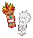 Tiki tribal wooden mask. Hawaiian traditional character Royalty Free Stock Photo