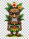 Tiki wooden tribal mascot cartoon character hawaiian ornaments on transparent background illustration Royalty Free Stock Photo