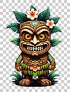 Tiki wooden tribal mascot cartoon character hawaiian ornaments on transparent background illustration Royalty Free Stock Photo