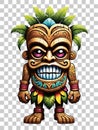 Tiki wooden tribal mascot cartoon character hawaiian ornaments on transparent background illustration Royalty Free Stock Photo