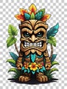 Tiki wooden tribal mascot cartoon character hawaiian ornaments on transparent background illustration Royalty Free Stock Photo