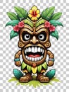 Tiki wooden tribal mascot cartoon character hawaiian ornaments on transparent background illustration Royalty Free Stock Photo