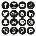 Black Social media icons set Logo Vector Illustrator Background