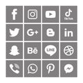 Gray Social media icons set Logo Vector Illustrator Background Royalty Free Stock Photo