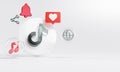 TikTok Acrylic Glass Logo and Social Media Icons Copy Space 3D