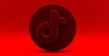 Tiktok 3d aplication icon isolated on red background, Royalty Free Stock Photo