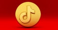 Tiktok 3d aplication icon isolated on red background,