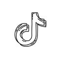 Tiktok Icon vector. Doodle Hand Drawn or Black Outline Icon Style