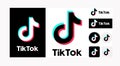 TikTok logo set variation on white background. Vector Royalty Free Stock Photo