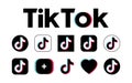 TikTok logo. Tempale for social media. TikTok glitch icon of social media. Tik Tok social network icon. Kyiv, Ukraine - August 2,