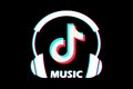 TikTok Music. New Social media concept with headphones. Icon symbol. Logo. Vector illustration. Editorial web Royalty Free Stock Photo